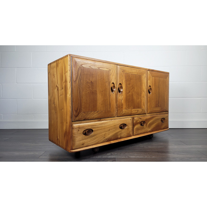 Credenza inglese d'epoca in legno di olmo di Lucian Ercolani per Ercol, 1960