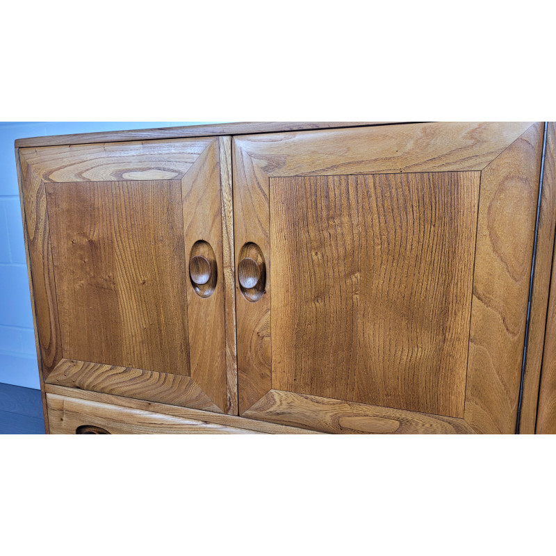 Credenza inglese d'epoca in legno di olmo di Lucian Ercolani per Ercol, 1960