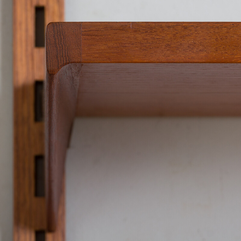 Vintage two bay teak wall unit by Kai Kristiansen for Fm Mobler, Denmark 1960s