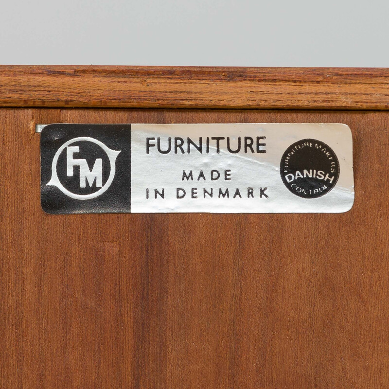 Mueble de pared vintage de dos estantes en teca de Kai Kristiansen para Fm Mobler, Dinamarca 1960