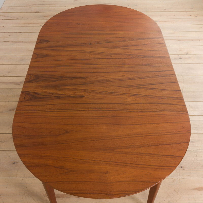 Vintage round teak extension table by Henning Kjaernulf, Denmark 1960s