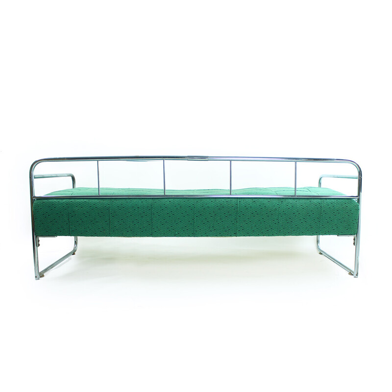 Vintage Bauhaus daybed in bent chrome, Czechoslovakia 1940s