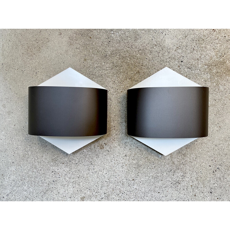 Pair of vintage German metal wall lamps by Rolf Krüger and Dieter Witte for Staff, 1960-1970s