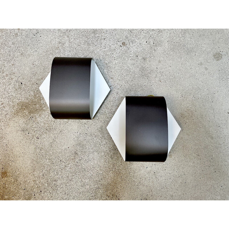 Pair of vintage German metal wall lamps by Rolf Krüger and Dieter Witte for Staff, 1960-1970s