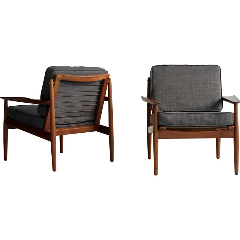 Pair of easy grey chairs Glostrup, Arne VODDER - 1950s