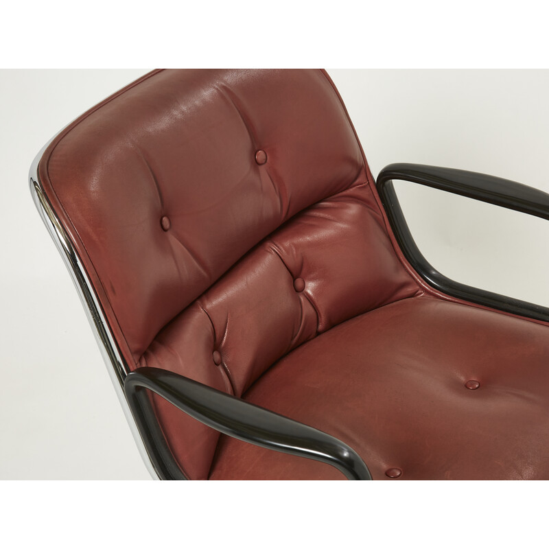 Vintage cognac leather office chair by Charles Pollock for Knoll, 1990