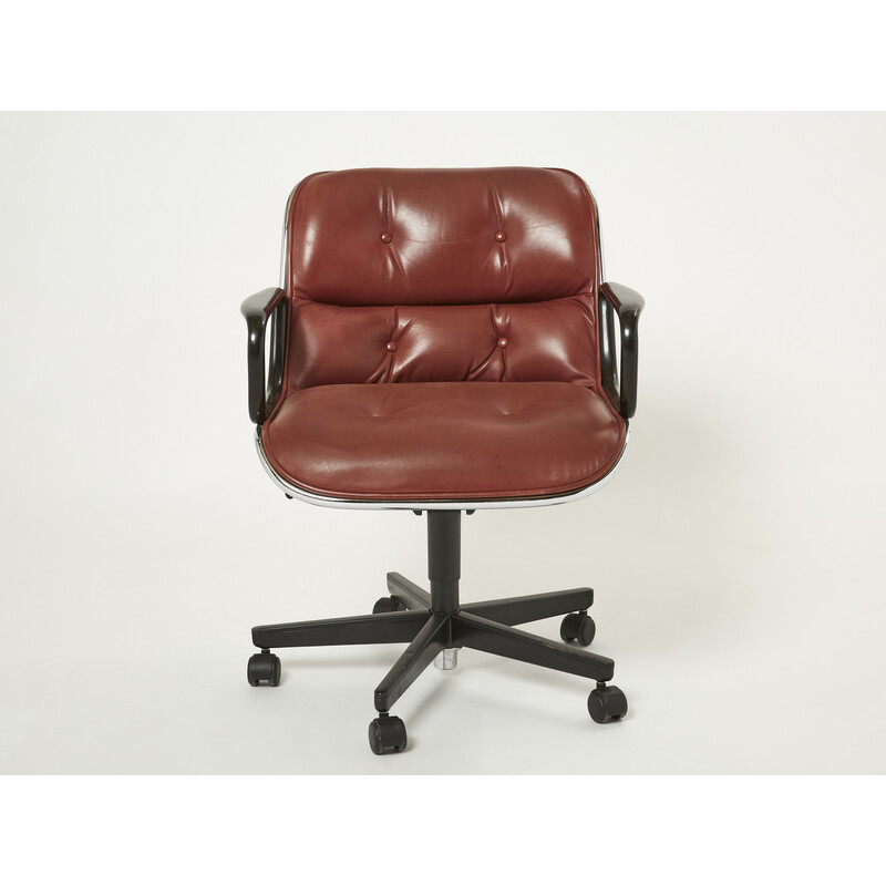 Vintage cognac leather office chair by Charles Pollock for Knoll, 1990