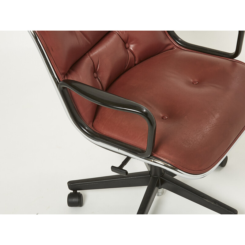 Vintage cognac leather office chair by Charles Pollock for Knoll, 1990