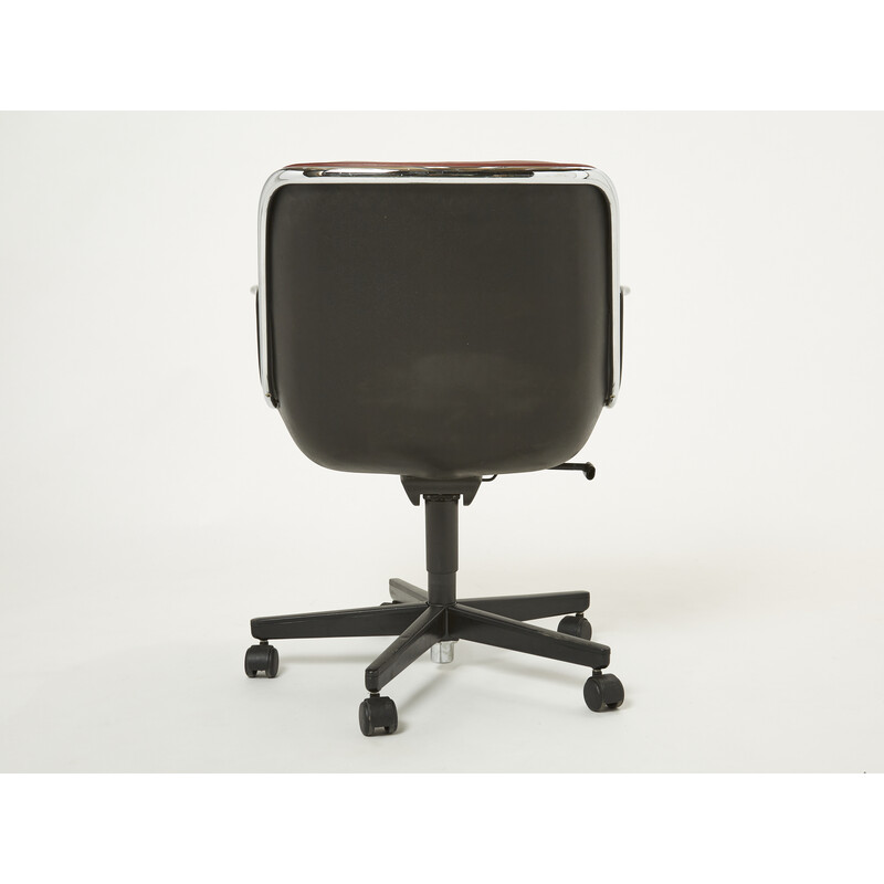 Cadeira de escritório em pele de conhaque vintage por Charles Pollock para Knoll, 1990