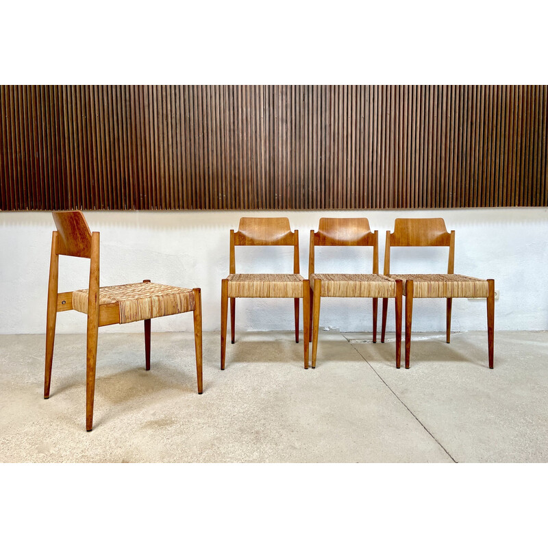 Set of 4 vintage German "Se 119" dining chairs by Egon Eiermann for Wilde + Spieth, 1950s