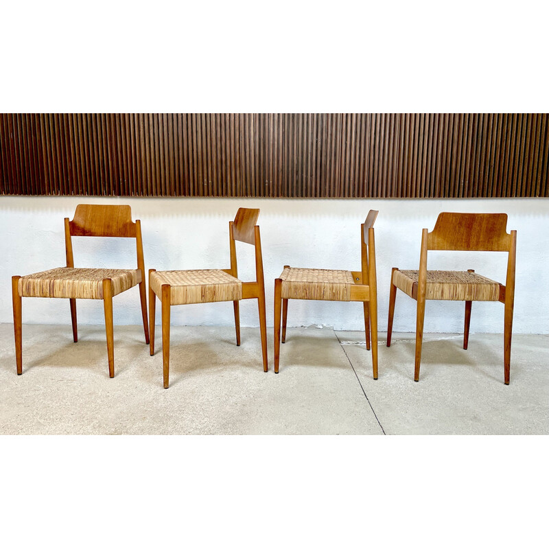 Set of 4 vintage German "Se 119" dining chairs by Egon Eiermann for Wilde + Spieth, 1950s