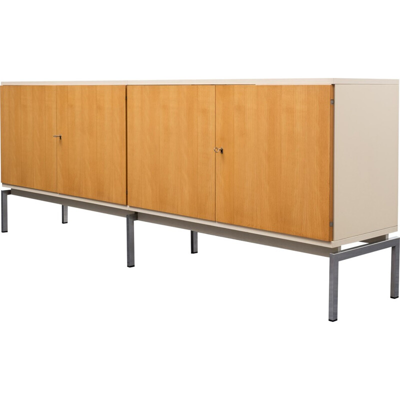 WK Möbel white lacquered and cherry wood sideboard  - 1970s