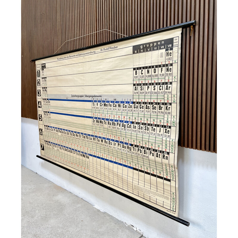 Vintage German "Periodic System of the Elements" Rollable school wall chart, 1960s