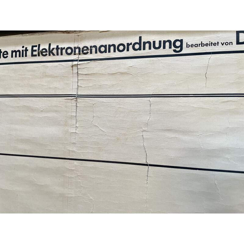 Carta de parede escolar "Sistema Periódico de Elementos" vindima alemã, 1960