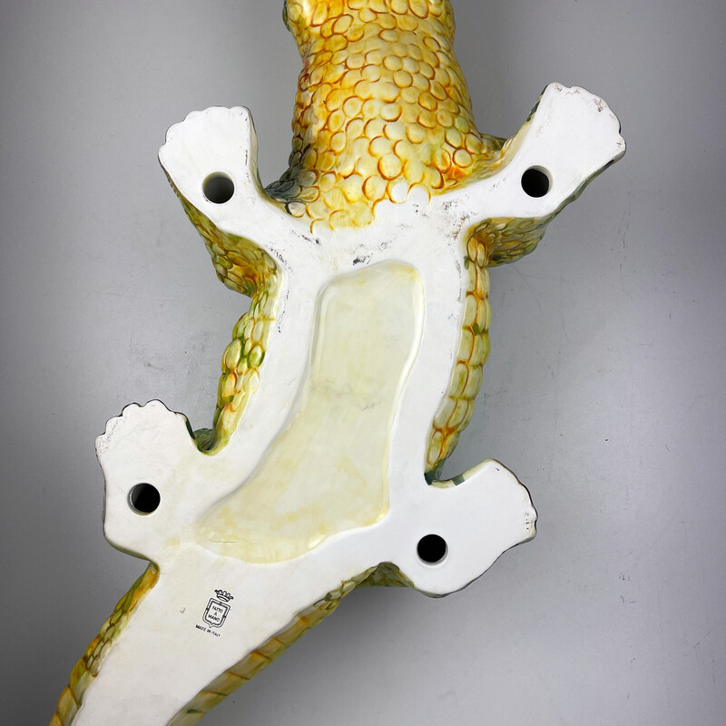 Escultura de crocodilo de cerâmica Vintage de Bassano, Itália 1980