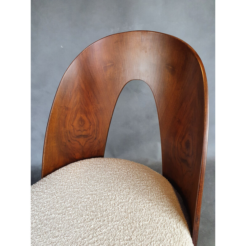 Set of 4 vintage walnut and fabric chairs by Antonin Suman, Czechoslovakia 1960