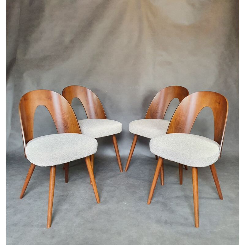 Set aus 4 Vintage-Stühlen in Nussbaum und Stoff von Antonin Suman, Tschechoslowakei 1960