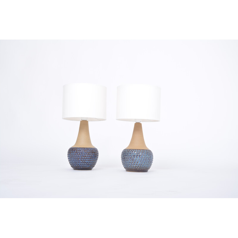 Pair of vintage Danish handmade stoneware lamps by Einar Johansen for Soholm