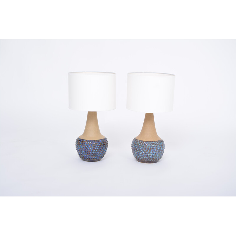 Pair of vintage Danish handmade stoneware lamps by Einar Johansen for Soholm