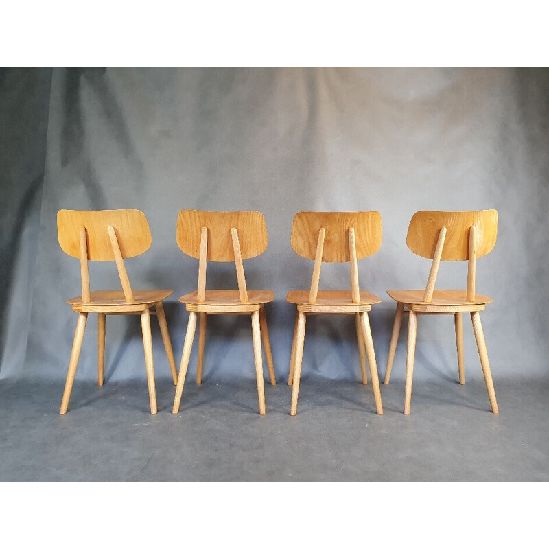 Set of 8 vintage beechwood chairs by Ton, Czechoslovakia 1960