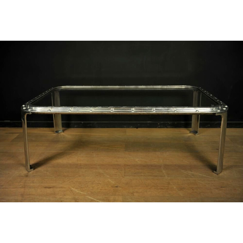 Steel and glass coffee table - 2000s