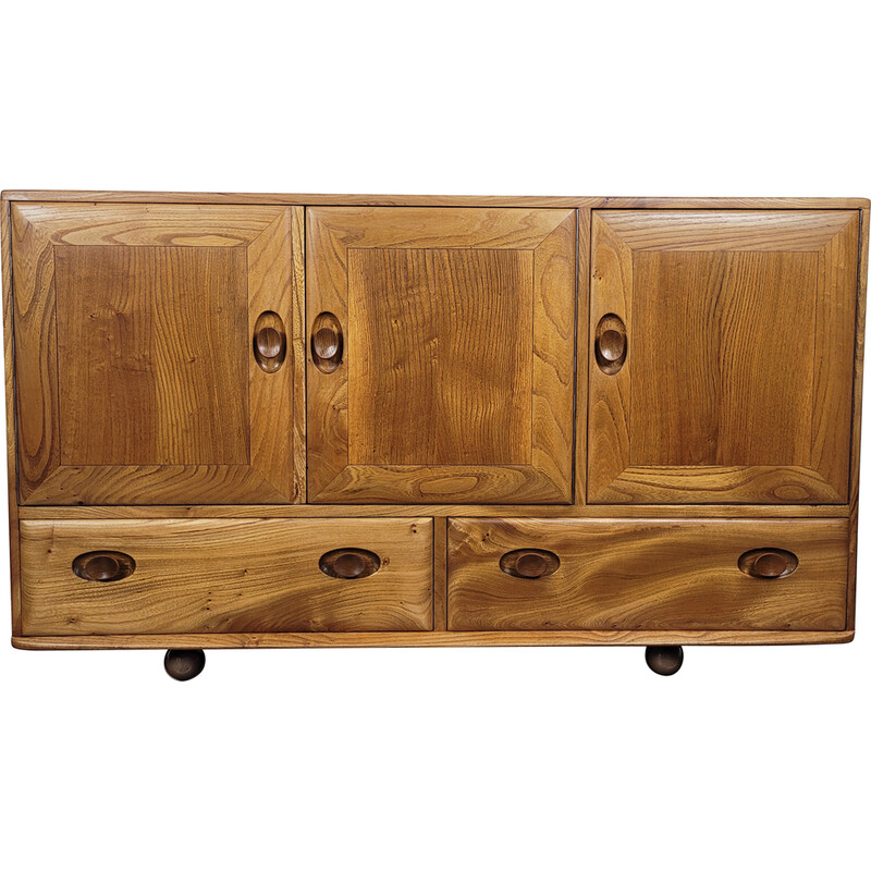 Vintage English elmwood sideboard by Lucian Ercolani for Ercol, 1960s