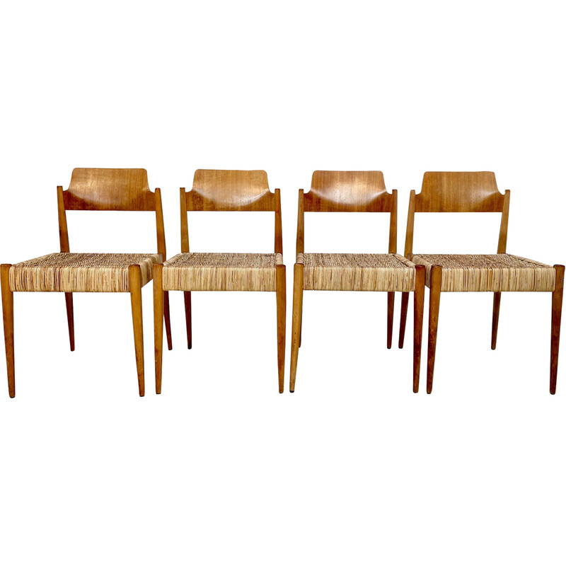 Set of 4 vintage German "Se 119" dining chairs by Egon Eiermann for Wilde + Spieth, 1950s