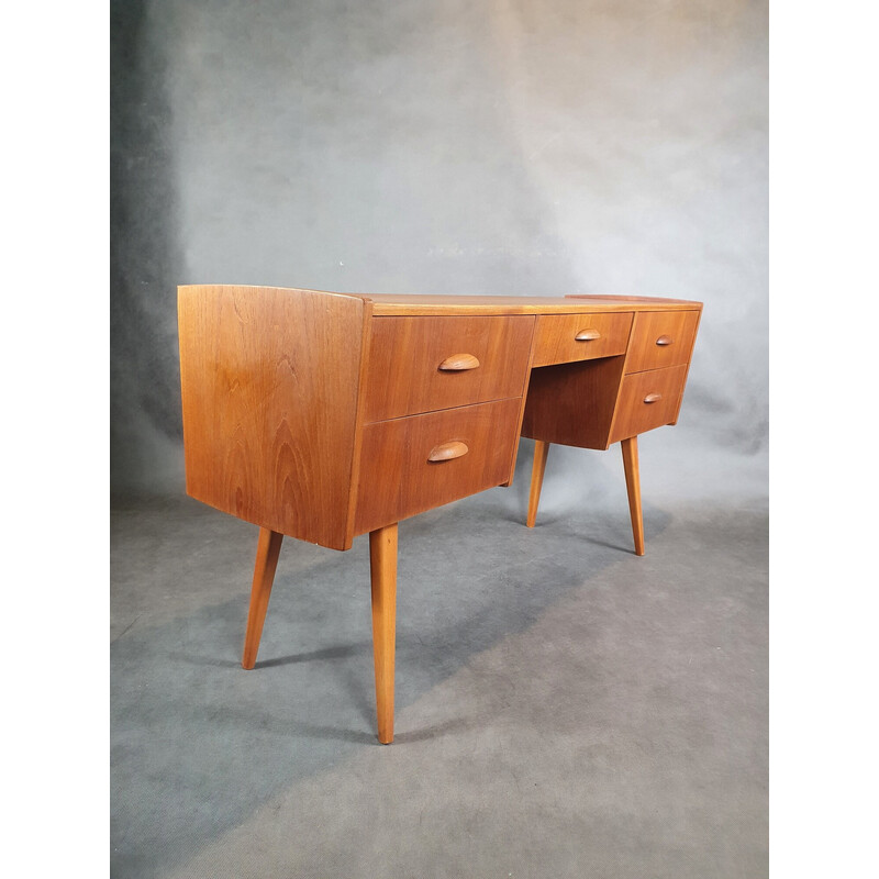 Vintage teak desk with 5 drawers, Norway 1960