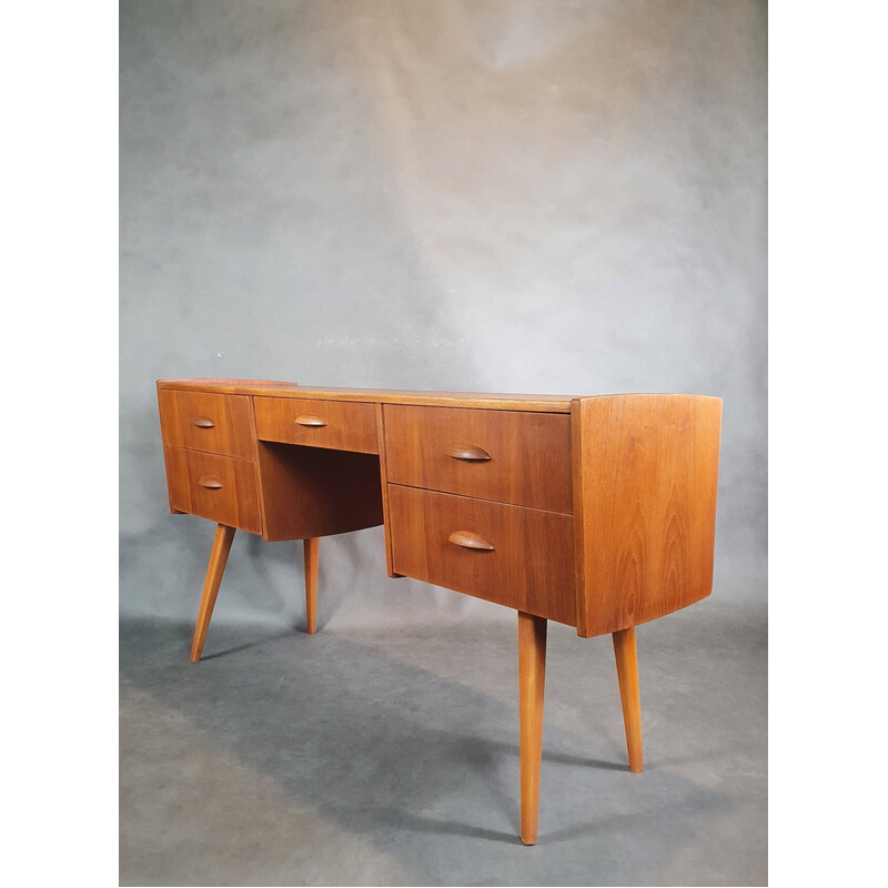 Vintage teak desk with 5 drawers, Norway 1960