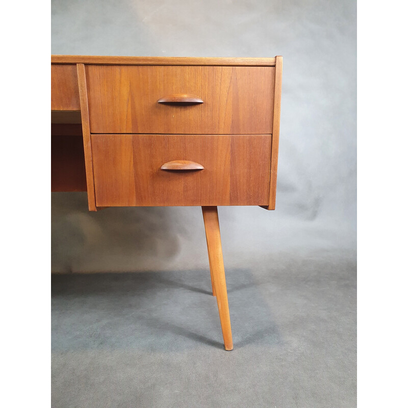 Vintage teak desk with 5 drawers, Norway 1960