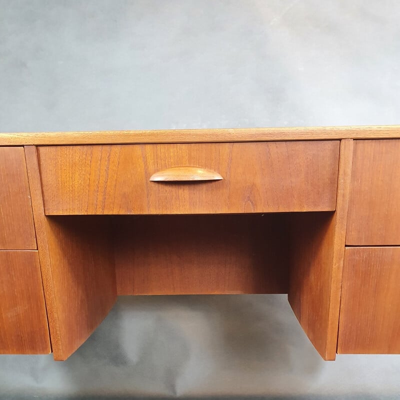 Scrivania vintage in teak con 5 cassetti, Norvegia 1960