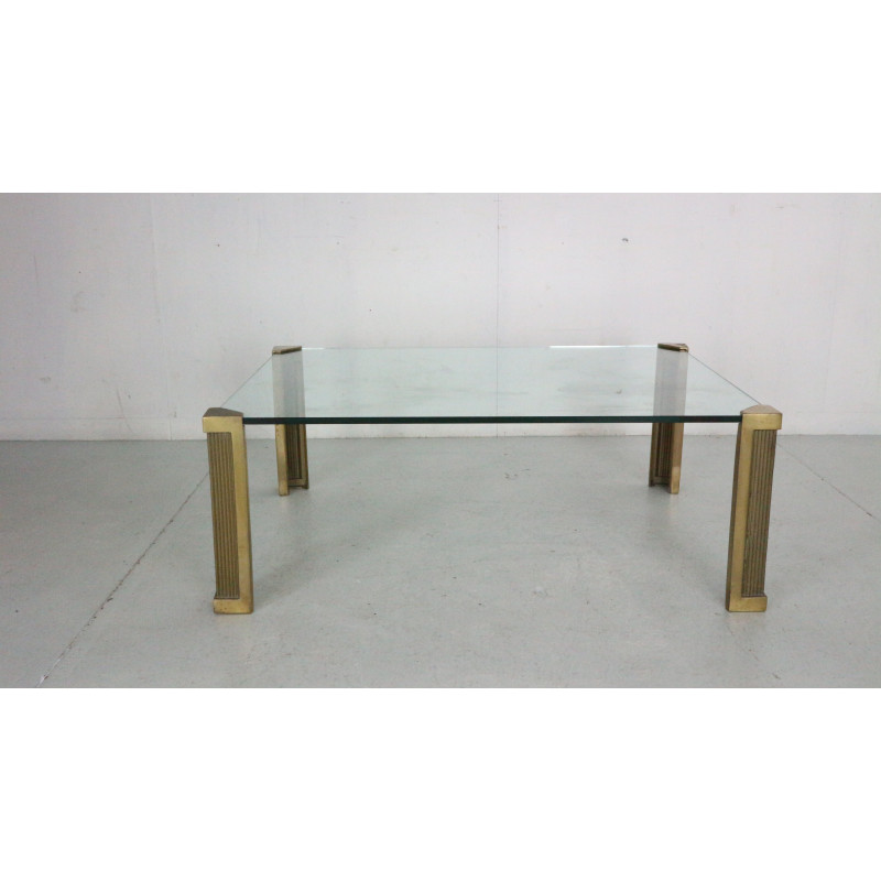 Vintage brass and glass coffee table by Peter Ghyczy for Ghyzcy, Germany 1970s