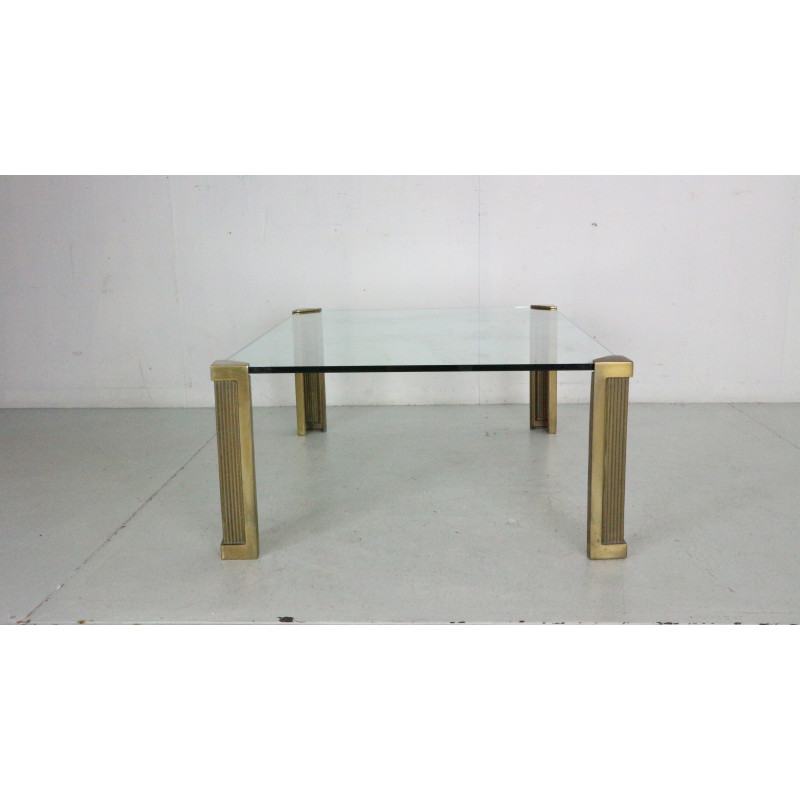 Vintage brass and glass coffee table by Peter Ghyczy for Ghyzcy, Germany 1970s