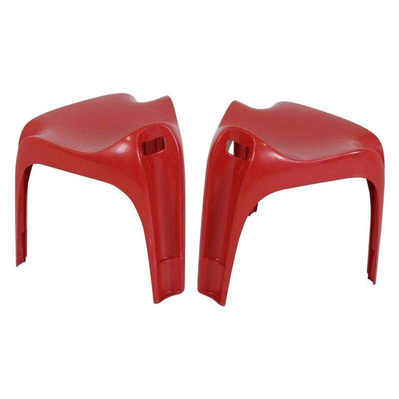 Set of 2 Casala "Casalino" red stools, Alexander BEGGE - 1970s