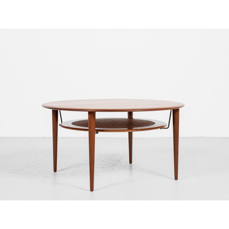 Mid century Danish round coffee table in teak by Hvidt and Mølgaard for France and Søn, 1960s