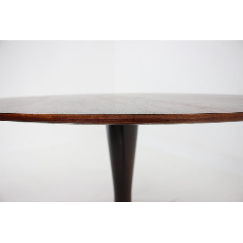 Vintage walnut round dining table, Czechoslovakia 1960s