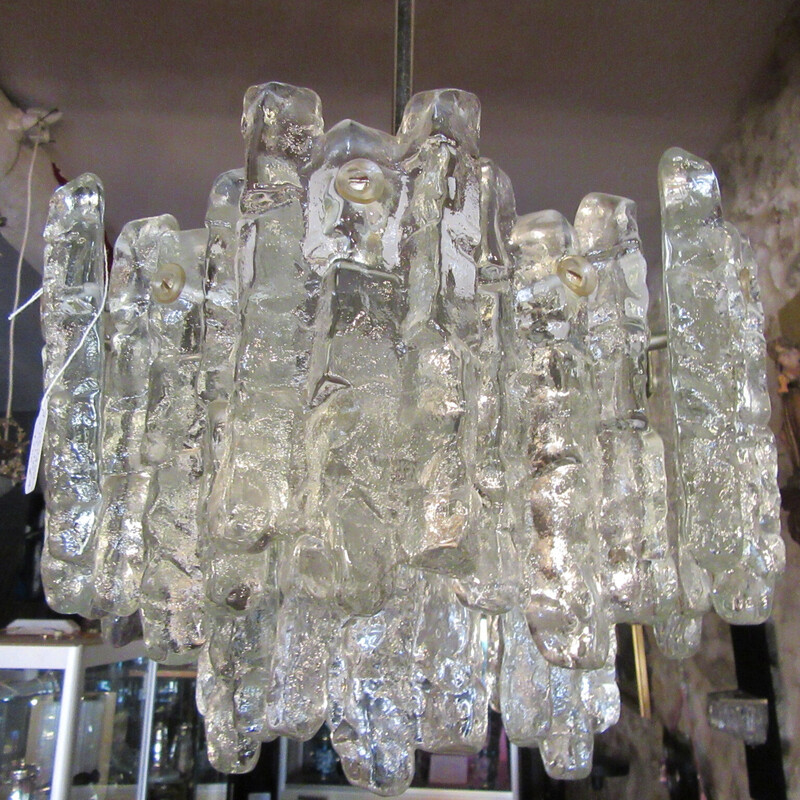 Vintage frosted glass chandelier by Kalmar J. T, 1960-1970
