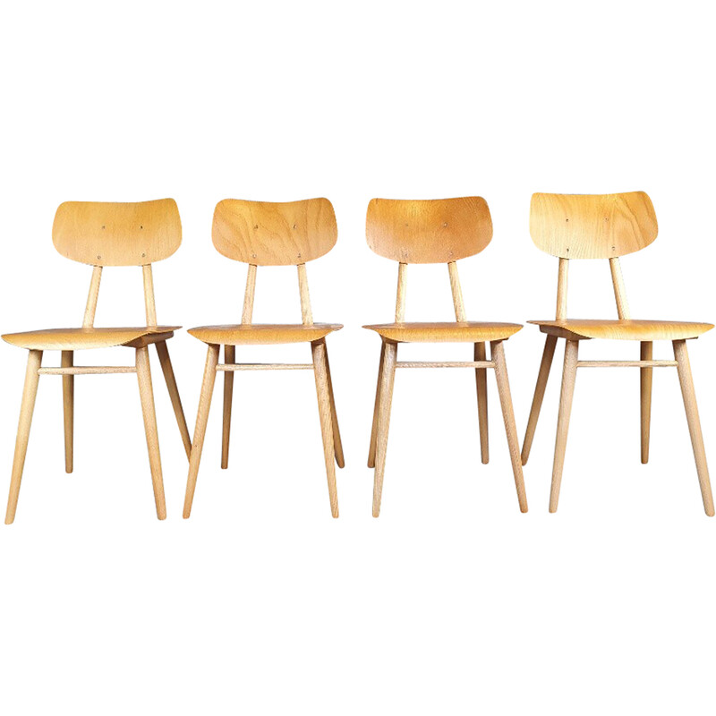 Set of 8 vintage beechwood chairs by Ton, Czechoslovakia 1960