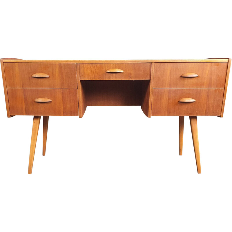 Scrivania vintage in teak con 5 cassetti, Norvegia 1960