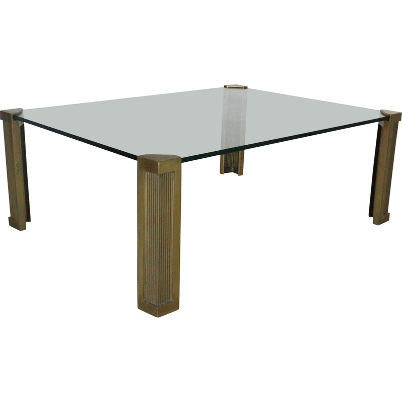 Vintage brass and glass coffee table by Peter Ghyczy for Ghyzcy, Germany 1970s