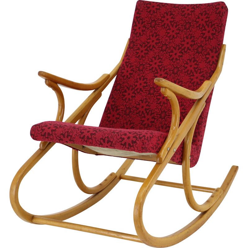 Vintage beechwood rocking chair by Ton, Czechoslovakia 1970s