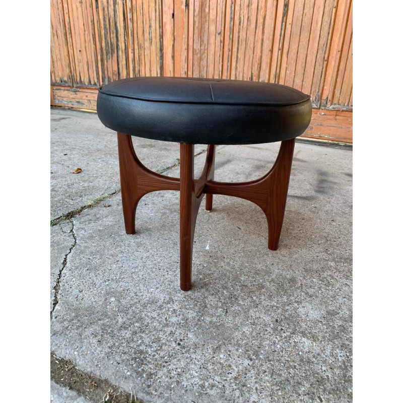 Vintage Danish teak and leather ottoman por Kofod Larsen para G-Plan, 1960