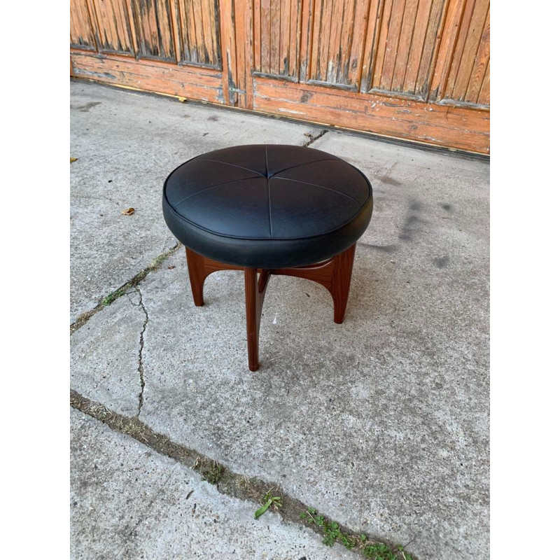 Ottoman danoise vintage en teck et cuir par Kofod Larsen pour G-Plan, 1960