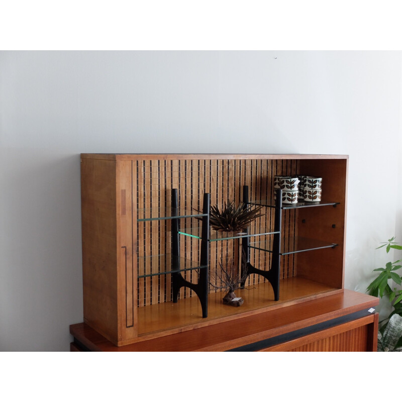 Vintage wooden display case with several shelves - 1950s