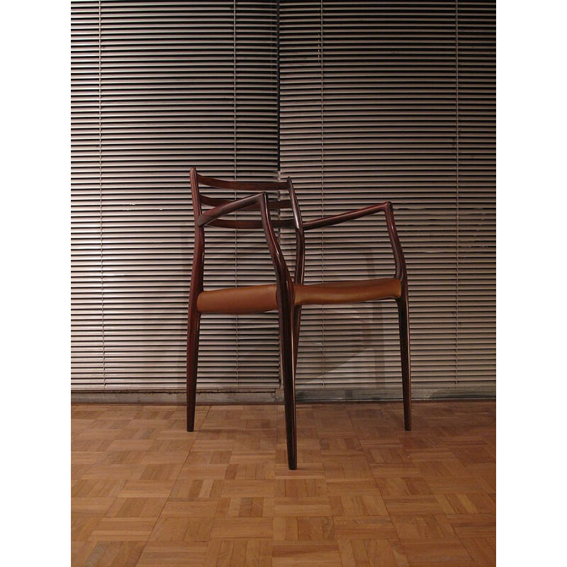 Chaise à bras "62" en palissandre J.L Moller Mobelfabrik, Niels MOLLER - 1960