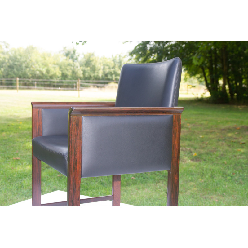Vintage Danish rosewood and leather desk armchair by Hans Olsen for Skippers Møbler, 1960s
