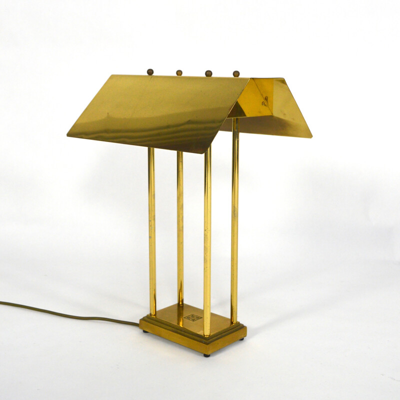 Lampe de bureau vintage "Mega Watt" en laiton par Peter Ghyczy pour Ghyczy, Pays-Bas 1980