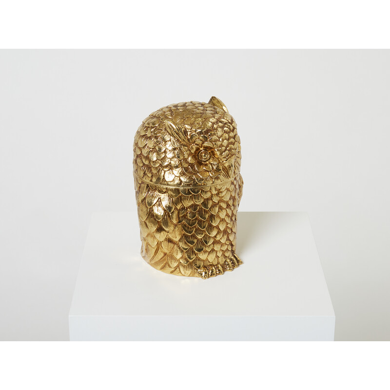 Vintage gilt metal owl ice bucket by Mauro Manetti, 1960