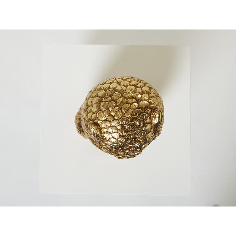 Cubitera de metal dorado con forma de búho de Mauro Manetti, 1960