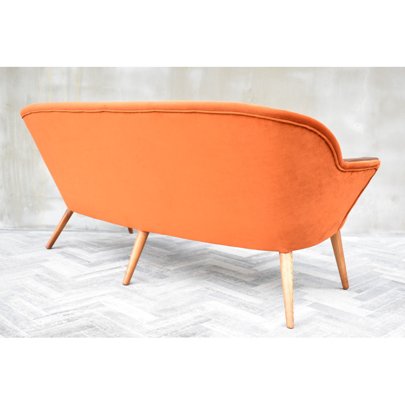 Vintage russet velvet sofa, Germany 1960s